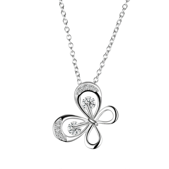 White Butterfly 925 Sterling Silver Necklace Love Smile Jewelry for Woman as Gift