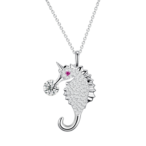 Hippocampus Styling 925 Sterling Silver Necklace Love Smile Jewelry for Woman as Gift