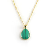Green & Black Stripe 24K Gold-Plated Copper Necklace Barceket Jewelry Set Gift Present for Woman