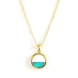 sea Level in the Round Window Stripe 24K Gold-Plated Copper Necklace Barceket Jewelry Set Gift Present for Woman
