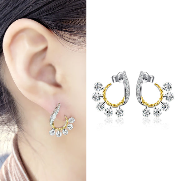 Earring 925 Sterling Silver AAA CZ Stone 3.2g Multilayer Plating Eardrop Dangle JTE21010
