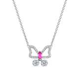 Passionate Butterfly 925 Sterling Silver Necklace Love Smile Jewelry for Woman as Gift
