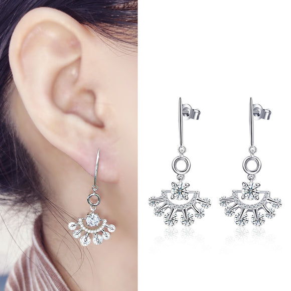 Earring 925 Sterling Silver AAA CZ Stone 4.6g Multilayer Plating Eardrop Dangle JTE21011