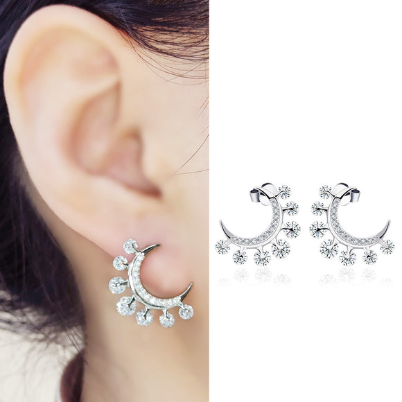 Earring 925 Sterling Silver AAA CZ Stone 3.8g Multilayer Plating Eardrop Dangle JTE21034