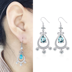 Earring 925 Sterling Silver AAA CZ Stone 7.44g Multilayer Plating Eardrop Dangle