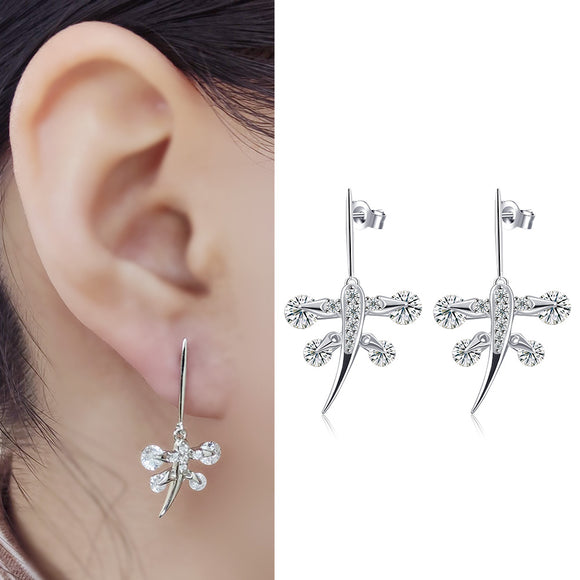 Earring 925 Sterling Silver AAA CZ Stone 2.87g Multilayer Plating Eardrop Dangle JTE21014