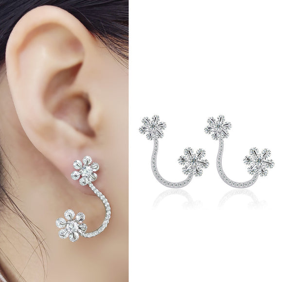 Earring 925 Sterling Silver AAA CZ Stone 5.62g Multilayer Plating Eardrop Dangle JTE2109