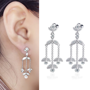 Earring 925 Sterling Silver AAA CZ Stone 4.5g Multilayer Plating Eardrop Dangle JTR21026