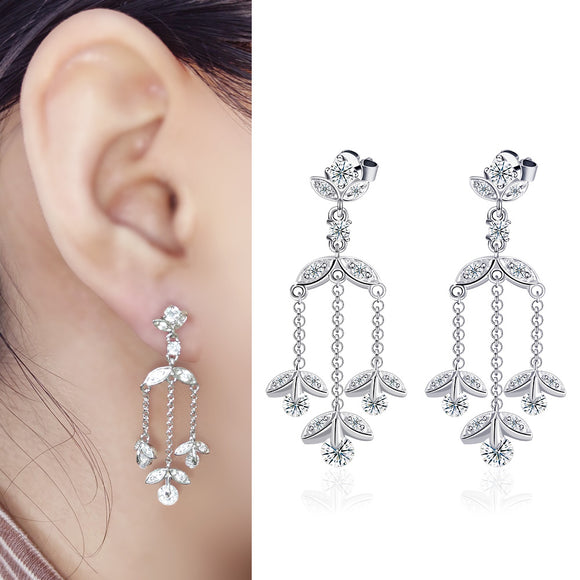 Earring 925 Sterling Silver AAA CZ Stone 4.5g Multilayer Plating Eardrop Dangle JTR21026