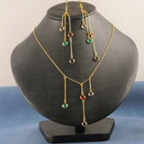 Colorful Spot 24K Gold-Plated Copper Necklace Barceket Jewelry Set Gift Present for Woman