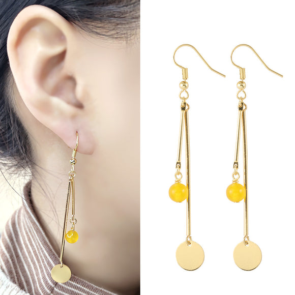 Girly Sweet Style 24K Earrings Drop Gold-Plated Copper Earrings Jewelry Gift Present for Woman E13