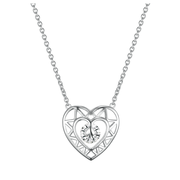Heart Shape 925 Sterling Silver Necklace Love Smile Jewelry for Woman as Gift