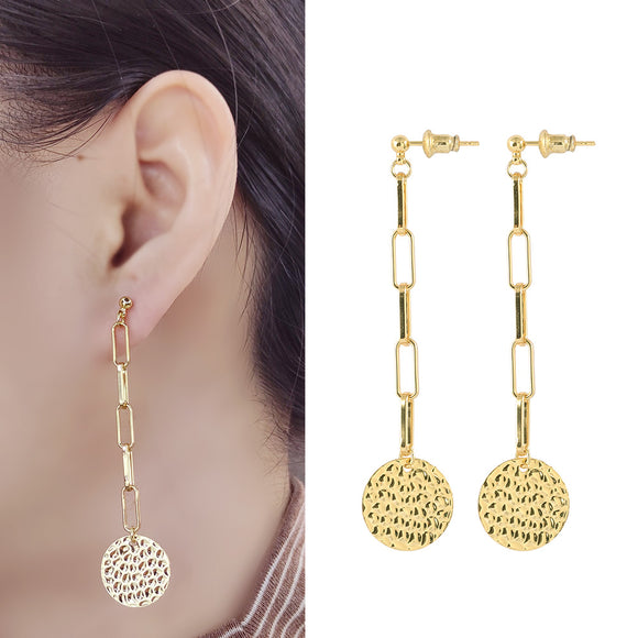 Classic Floating Rounds 24K Gold-Plated Copper Earrings Hoop Jewelry Gift Present for Woman E26