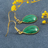 Green & Black Stripe 24K Gold-Plated Copper Necklace Barceket Jewelry Set Gift Present for Woman