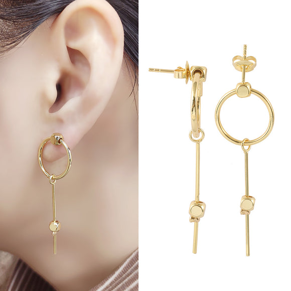Hanging Type 24K Gold-Plated Copper Earrings Hoop Jewelry Gift Present for Woman E32