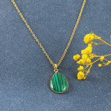 Green & Black Stripe 24K Gold-Plated Copper Necklace Barceket Jewelry Set Gift Present for Woman