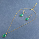 Green & Black Stripe 24K Gold-Plated Copper Necklace Barceket Jewelry Set Gift Present for Woman